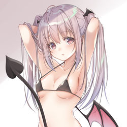 This is a pixiv picture whose title is 白髪悪魔っ子.