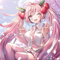 This is a pixiv picture whose title is ミクの日大遅刻🌸.
