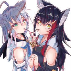 This is a pixiv picture whose title is タピオカチャレンジ！.