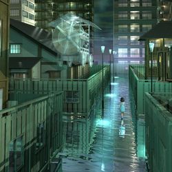 This is a pixiv picture whose title is 裏通りの帰り道.