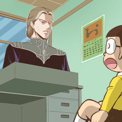This is a pixiv picture whose title is 机の引き出しから出てきたオーベルシュタイン.