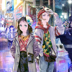 This is a pixiv picture whose title is 現代×鬼滅の刃.