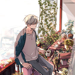 This is a pixiv picture whose title is 植物とベランダのある暮らし.