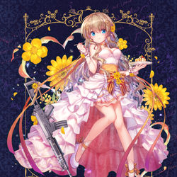 This is a pixiv picture whose title is 【仕事絵】少女前線 FN FNC「草莓蛋糕与波斯花」.