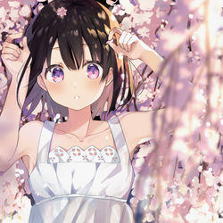 This is a pixiv picture whose title is 夜桜花火.