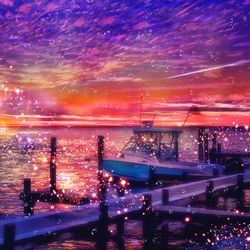 This is a pixiv picture whose title is 痩せた太陽と夜の気配.