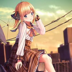 This is a pixiv picture whose title is 夕日.