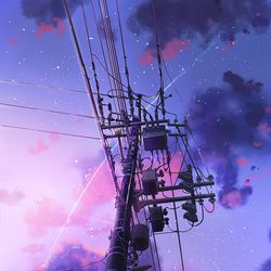 This is a pixiv picture whose title is 電柱.