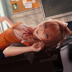 This is a pixiv picture whose title is Monika Doki Doki.