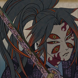 This is a pixiv picture whose title is 上弦之壱黒死牟.