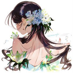 This is a pixiv picture whose title is 花飾り　百合水仙.