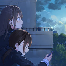 This is a pixiv picture whose title is 朝　学校.