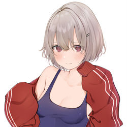 This is a pixiv picture whose title is だぼだぼジャージなスク水ちゃん.