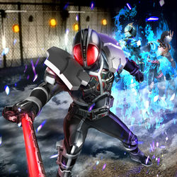 This is a pixiv picture whose title is 仮面ライダーファイズ　アクセルフォーム.