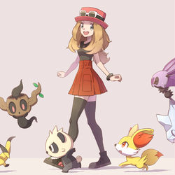 This is a pixiv picture whose title is 【ポケモンY】殿堂入りパーティ.