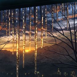 This is a pixiv picture whose title is 冬の暮と氷柱.