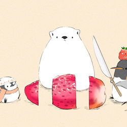 This is a pixiv picture whose title is 三等分いちご.