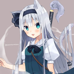 This is a pixiv picture whose title is ねこロング妖夢ちゃん.