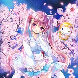This is a pixiv picture whose title is 夜桜は君がために咲く.