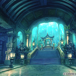 This is a pixiv picture whose title is ［仕事絵］あやかしランブル！_神殿内部（海底）.