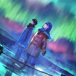 This is a pixiv picture whose title is カバーイラスト『君がオーロラを見る夜に』.