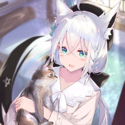 This is a pixiv picture whose title is 🦊🐱.