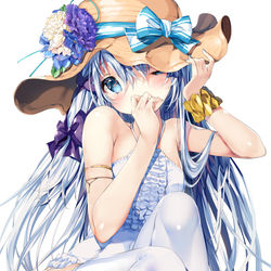 This is a pixiv picture whose title is ニーソ水着の剣精霊.