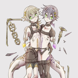 This is a pixiv picture whose title is 束縛の双子草獣：ネイル、フレーム.
