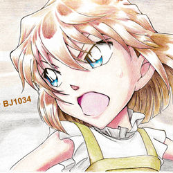 This is a pixiv picture whose title is 工藤くん！と振り返る哀ちゃん.