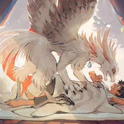 This is a pixiv picture whose title is 【PFAOS】白い獣のカンムリ.