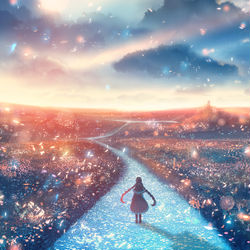 This is a pixiv picture whose title is 道の先へ.