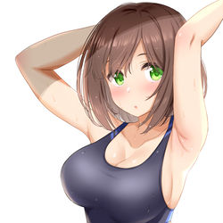 This is a pixiv picture whose title is 競泳水着前川.