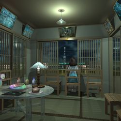 This is a pixiv picture whose title is 四畳半の窓辺から.