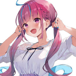 This is a pixiv picture whose title is 「ねえ見てみて～手ツインテだよ！」.