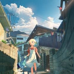 This is a pixiv picture whose title is 蝶と猫と君と私の日曜日.