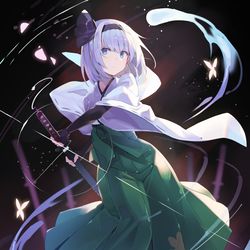 This is a pixiv picture whose title is 夜を斬る.