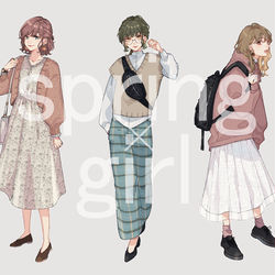 This is a pixiv picture whose title is 春×女の子×イヤリング.