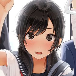 This is a pixiv picture whose title is 通学電車.