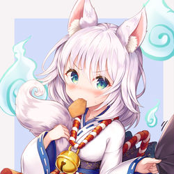 This is a pixiv picture whose title is おあげが欲しいきつねちゃん🦊.