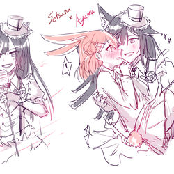 This is a pixiv picture whose title is Setsuna x Ayumu.