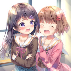 This is a pixiv picture whose title is おそろいのヘアピン.