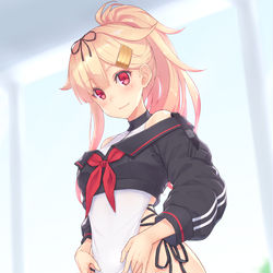 This is a pixiv picture whose title is ジャージ水着夕立ちゃん.