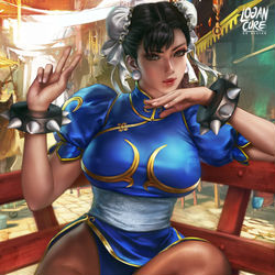 This is a pixiv picture whose title is Chun-Li 春麗.
