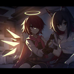 This is a pixiv picture whose title is 能天使X德克萨斯.