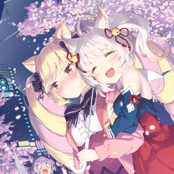 This is a pixiv picture whose title is 左手に傘.