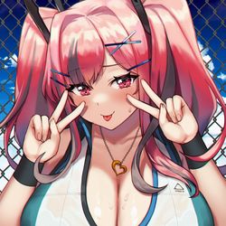 This is a pixiv picture whose title is 「VはビクトリーのV!」.