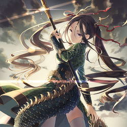 This is a pixiv picture whose title is 戦国大戦TCG 双『関銀屏』.