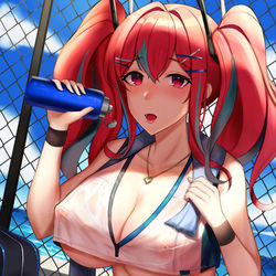 This is a pixiv picture whose title is 夏 日 網 球.