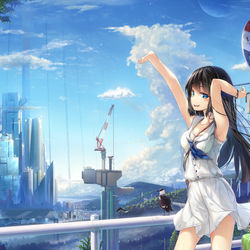 This is a pixiv picture whose title is まだ見ぬ街へ.