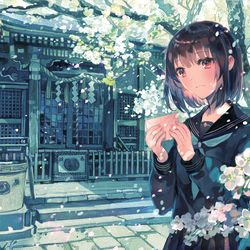 This is a pixiv picture whose title is 渡せない恋文（中央線沿線少女）.